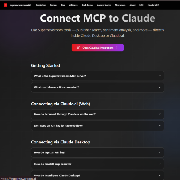 Supernewsroom.AI Brings Its AI Visibility Platform to Claude